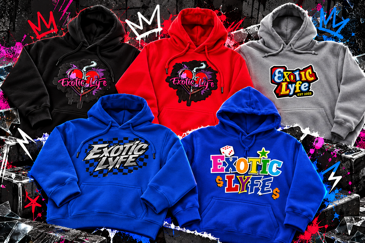 Exotic Lyfe Kids hoodie collage for Tops collection