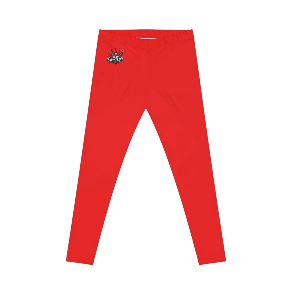 Exotic Lyfe Red Women's Leggings with 'Good Vibes' Crown Logo