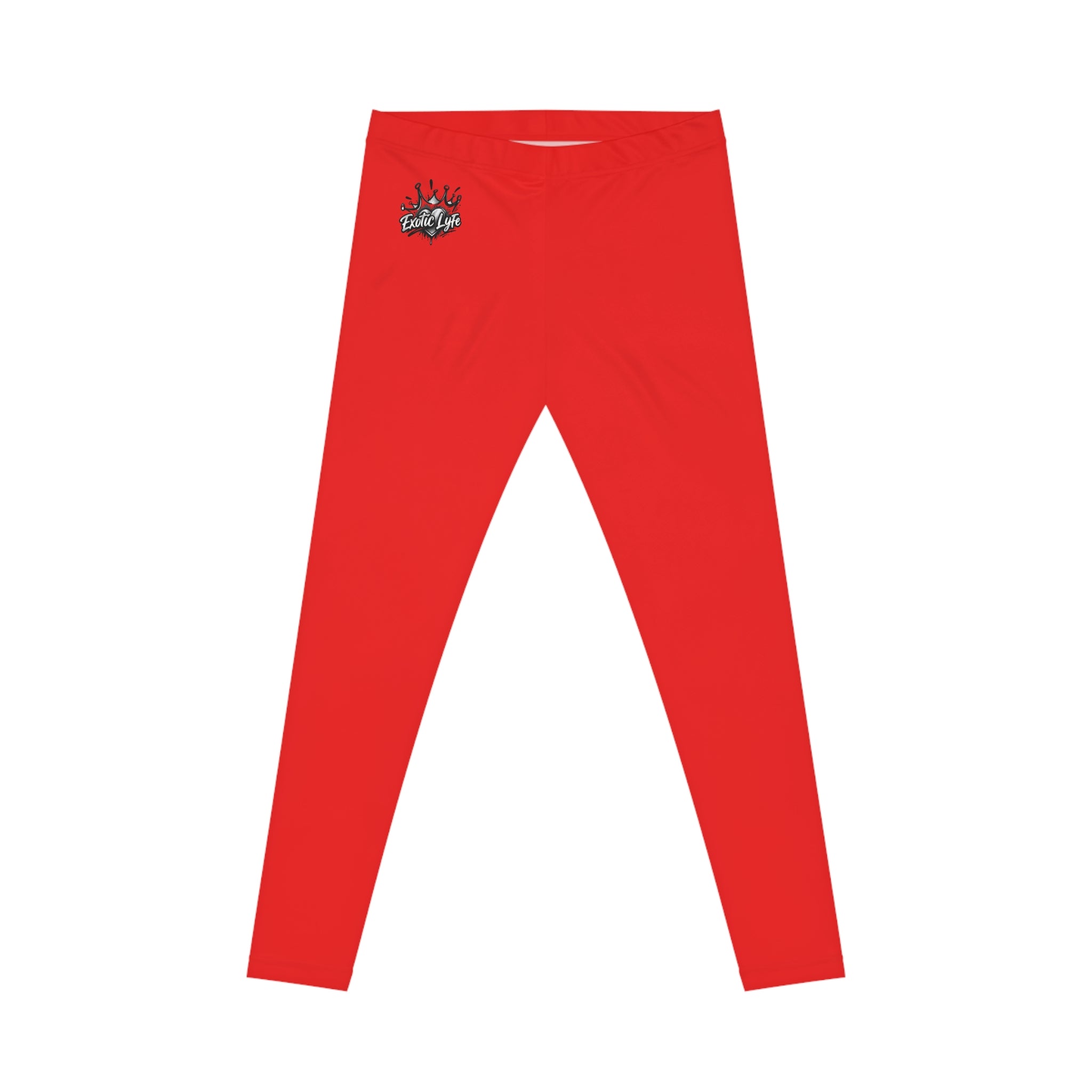 Exotic Lyfe Red Women's Leggings with 'Good Vibes' Crown Logo