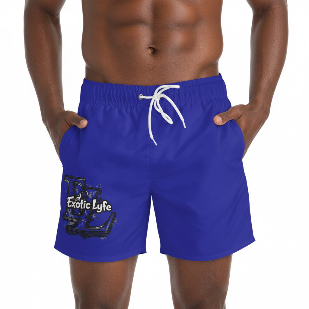 Swim Trunks — Exotic Lyfe Logo Blue Beach Shorts