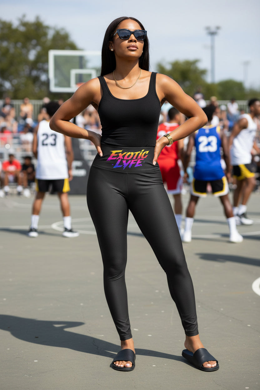 Exotic Lyfe High-Waisted Yoga Leggings — Black Activewear