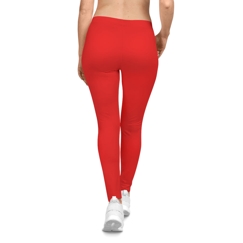 Exotic Lyfe Red Women's Leggings with 'Good Vibes' Crown Logo