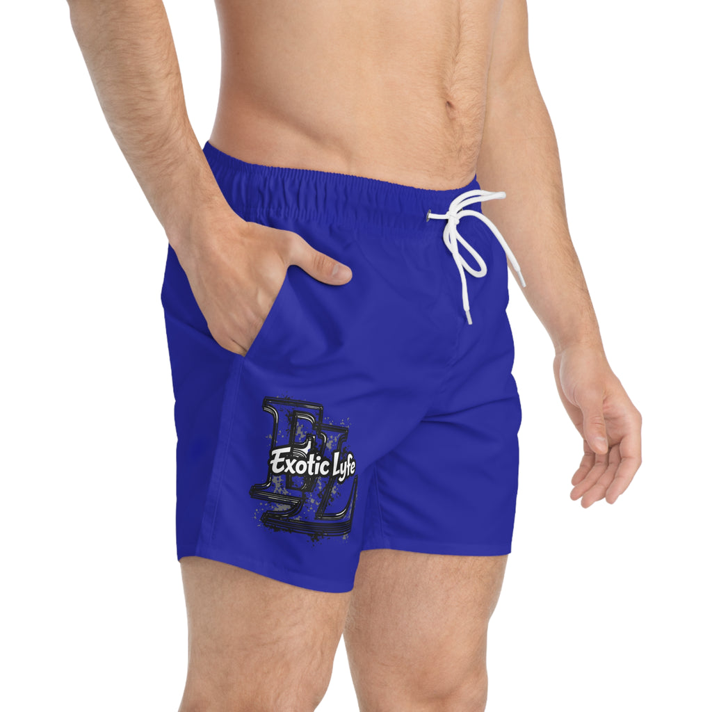 Swim Trunks — Exotic Lyfe Logo Blue Beach Shorts